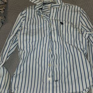 Abercrombie & Fitch Navy and White Striped Shirt